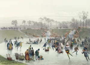 Skaters on the Lake at Bois de Boulogne (colour litho) Skaters on the Lake at Bois de Boulogne (colour litho)