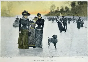 Skating in the Bois de Boulogne, 1891 (colour litho) Skating in the Bois de Boulogne, 1891 (colour litho)