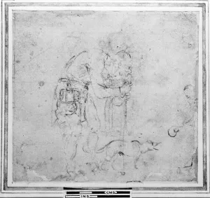 Sketch with a figure and a dog (charcoal on paper) Sketch with a figure and a dog (charcoal on paper)