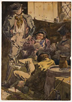 Sketch to illustrate the Passions - Drunkenness, 1854 (pencil Sketch to illustrate the Passions - Drunkenness, 1854 (pencil