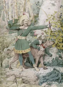 Sketch of Robin Hood, 1852 (w/c over graphite on paper) Sketch of Robin Hood, 1852 (w/c over graphite on paper)
