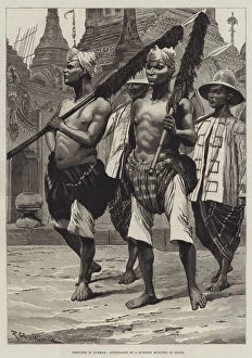 Sketches in Burmah, Attendants of a Burmese Minister of State (engraving)