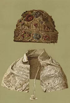 Skull-Cap of King Charles I, Lace Collar (chromolitho)