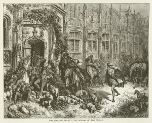 The Sleeping Beauty, the arrival of the Prince (engraving) The Sleeping Beauty, the arrival of the Prince (engraving)