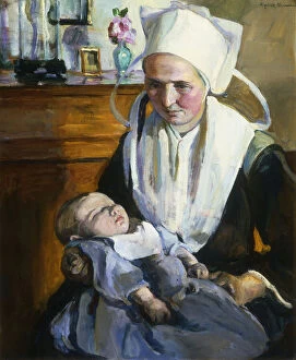 Motherly Gallery: The Sleeping Child; L Enfant qui Dort, (oil on canvas)