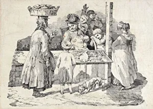 Romantic Era Gallery: The Sleeping Fish Seller, (pen and black ink on paper)
