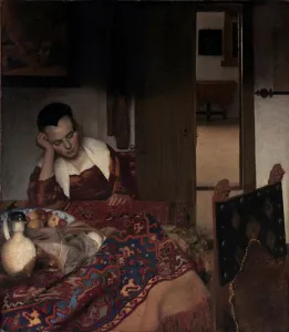 A Sleeping Girl - Painting by Johannes Vermeer (Vermeer de Delft) (1632-1675) A Sleeping Girl - Painting by Johannes Vermeer (Vermeer de Delft) (1632-1675)