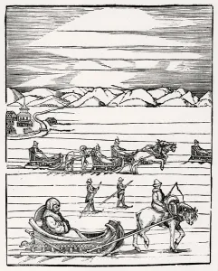 Sleigh Ride in Moscow (engraving) (b/w photo) Sleigh Ride in Moscow (engraving) (b/w photo)
