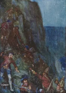 Slipping and stumbling, the men went on (colour litho) Slipping and stumbling, the men went on (colour litho)