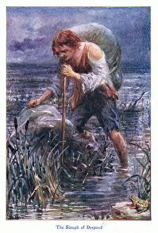 The slough of despond, from The Pilgrims Progress published by John F Shaw & Co, c.1900's (colour litho)