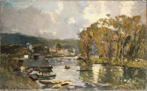 The small branch of the River Seine at Bas-Meudon on an Autumn Evening The small branch of the River Seine at Bas-Meudon on an Autumn Evening