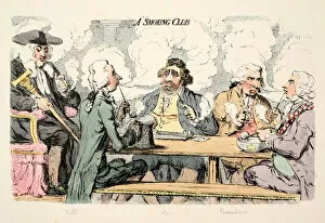 Political Cartoon Gallery: A Smoking Club, pub. 1793 (hand coloured engraving)