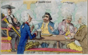 A Smoking Club, published by Hannah Humphrey in 1793 (hand-coloured etching) A Smoking Club, published by Hannah Humphrey in 1793 (hand-coloured etching)