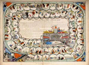 Snakes and ladders board based on the French Revolution, 1791 (coloured engraving) Snakes and ladders board based on the French Revolution, 1791 (coloured engraving)