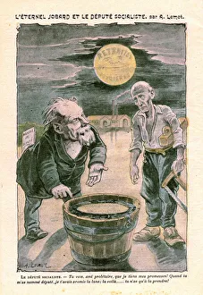 Socialist deputy promising the moon (retirement) to a poor proletarian (carpenter) Socialist deputy promising the moon (retirement) to a poor proletarian (carpenter)