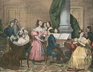 Soiree Musicale, Musical Evening Party (colour litho)