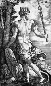 Sol, printed by Georg Pencz, 1529 (engraving) Sol, printed by Georg Pencz, 1529 (engraving)