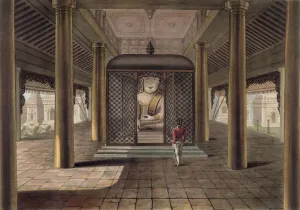 A soldier standing in a Rangoon temple, engraved by George Hunt, 1825 (coloured aquatint) A soldier standing in a Rangoon temple, engraved by George Hunt, 1825 (coloured aquatint)