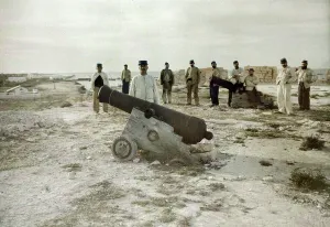 Soldiers and cannons in an old Turkish fortress, Tunisia or Tripolitania, 3rd March Soldiers and cannons in an old Turkish fortress, Tunisia or Tripolitania, 3rd March