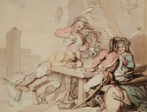 Soldiers Carousing in a Cellar, 1756-1827 (Watercolour) Soldiers Carousing in a Cellar, 1756-1827 (Watercolour)