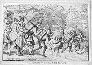 Political Cartoon Gallery: Soldiers on a march to Buffalo, 1813 (etching)