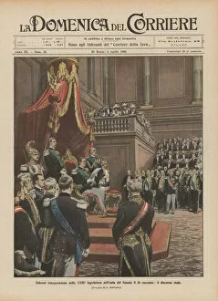 Solemn inauguration of the XXIIIth Legislature in the Senate Hall on the 24th current, the Royal Speech (Colour Litho)