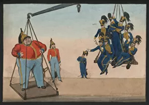 A Son of Mars against Seven Hussars (coloured engraving)