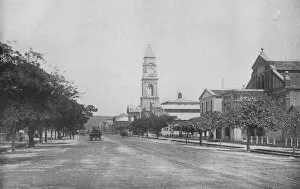 West Street Gallery: South Africa: West Street and Town Hall, Durban (b / w photo)