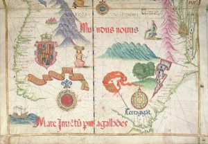 South America (South), detail from world atlas, 1565 (vellum) South America (South), detail from world atlas, 1565 (vellum)