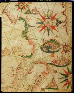 The south coast of France, Italy and Dalmatia, from a nautical atlas, 1651 (ink on vellum) The south coast of France, Italy and Dalmatia, from a nautical atlas, 1651 (ink on vellum)