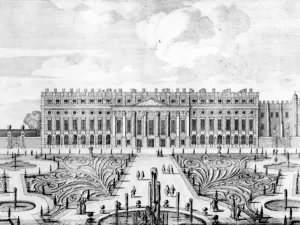 The South facade of Hampton Court (engraving) The South facade of Hampton Court (engraving)
