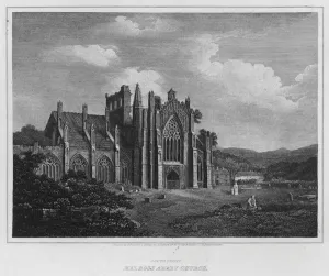 South Front, Melrose Abbey Church (engraving) South Front, Melrose Abbey Church (engraving)