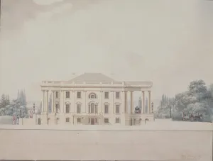 The South Portico of the Presidents House, 1807 (w/c on paper) The South Portico of the Presidents House, 1807 (w/c on paper)