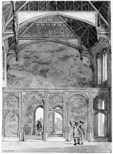 South West End of Great Hall at Eltham, 1779 (w/c on paper) (b/w photo) South West End of Great Hall at Eltham, 1779 (w/c on paper) (b/w photo)