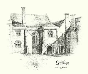South Wraxall Manor House, Hall and Porch (litho)