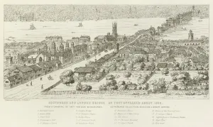 Southwark and London Bridge, as they appeared about 1546 (engraving) Southwark and London Bridge, as they appeared about 1546 (engraving)