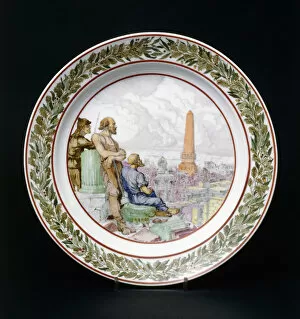 Third Class Gallery: A Soviet propaganda porcelain dish, depicting a soldier of the Red Army