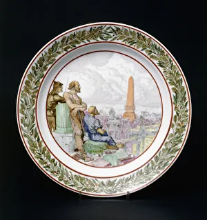 Third Class Gallery: A Soviet propaganda porcelain dish, depicting a soldier of the Red Army