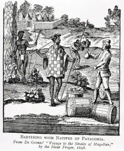 Spaniard Bartering with Natives of Patagonia, from de Gennes Voyage to Spaniard Bartering with Natives of Patagonia, from de Gennes Voyage to