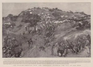 The Spanish-American War the Americans storming the Hill of San Juan (litho) The Spanish-American War the Americans storming the Hill of San Juan (litho)