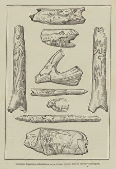 Specimens de gravures prehistoriques sur os et ivoire, trouves dans les cavernes du Perigord (engraving)