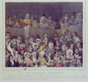 Clapping Gallery: Spectators applauding at the Theatre, 1837 (colour litho)