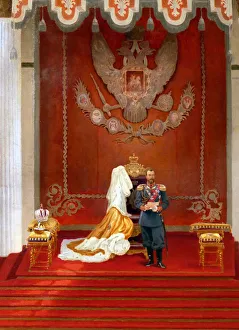 3507651 Speech from the throne by Emperor Nicholas II on the occasion of the opening of the First State Duma, 1906 (painting) by Polyakov, V (fl.1906); (add.info.: Painting by the Russian artist, V. Polyakov, showing the speech from the throne by Emperor Nicholas II on the occasion of the opening of the First State Duma of the Russian Empire on 27 April, 1906, in St. Petersburg.); Universal History Archive Speech from the throne by Emperor Nicholas II on the occasion of the opening of the First State Duma, 1906 (painting)
