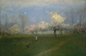 Heinrich Wilhelm Truebner Gallery: Spring Blossoms, Montclair, New Jersey, c.1891 (oil with crayon or charcoal on canvas)