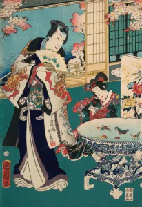 Spring Outing in a Villa Diptych: Man in Interior, 1862 (woodblock print) Spring Outing in a Villa Diptych: Man in Interior, 1862 (woodblock print)