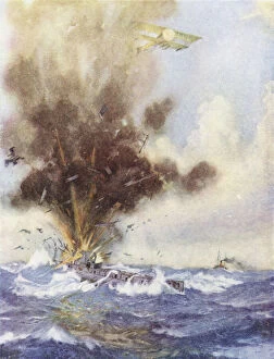 Squadron Leader Arthur Bigsworth attacks with bombs a German submarine, which fills and sinks off Ostend, Belgium