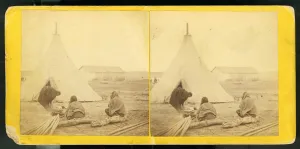 Squaws cooking in front of Spotted Tail's tent, 1868 (albumen print) Squaws cooking in front of Spotted Tail's tent, 1868 (albumen print)