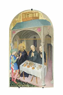 Gold Background Collection: St Benedict drinks poisoned wine, 1415-20, (tempera on wood)