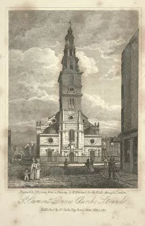 City Overview Gallery: St. Clement Danes Church, Strand, 1817 (engraving)