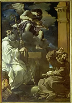 St. Francis (1182-1226) in Ecstasy and St. Benedict (480-527) with an Angel Musician, 1620 (oil on canvas)